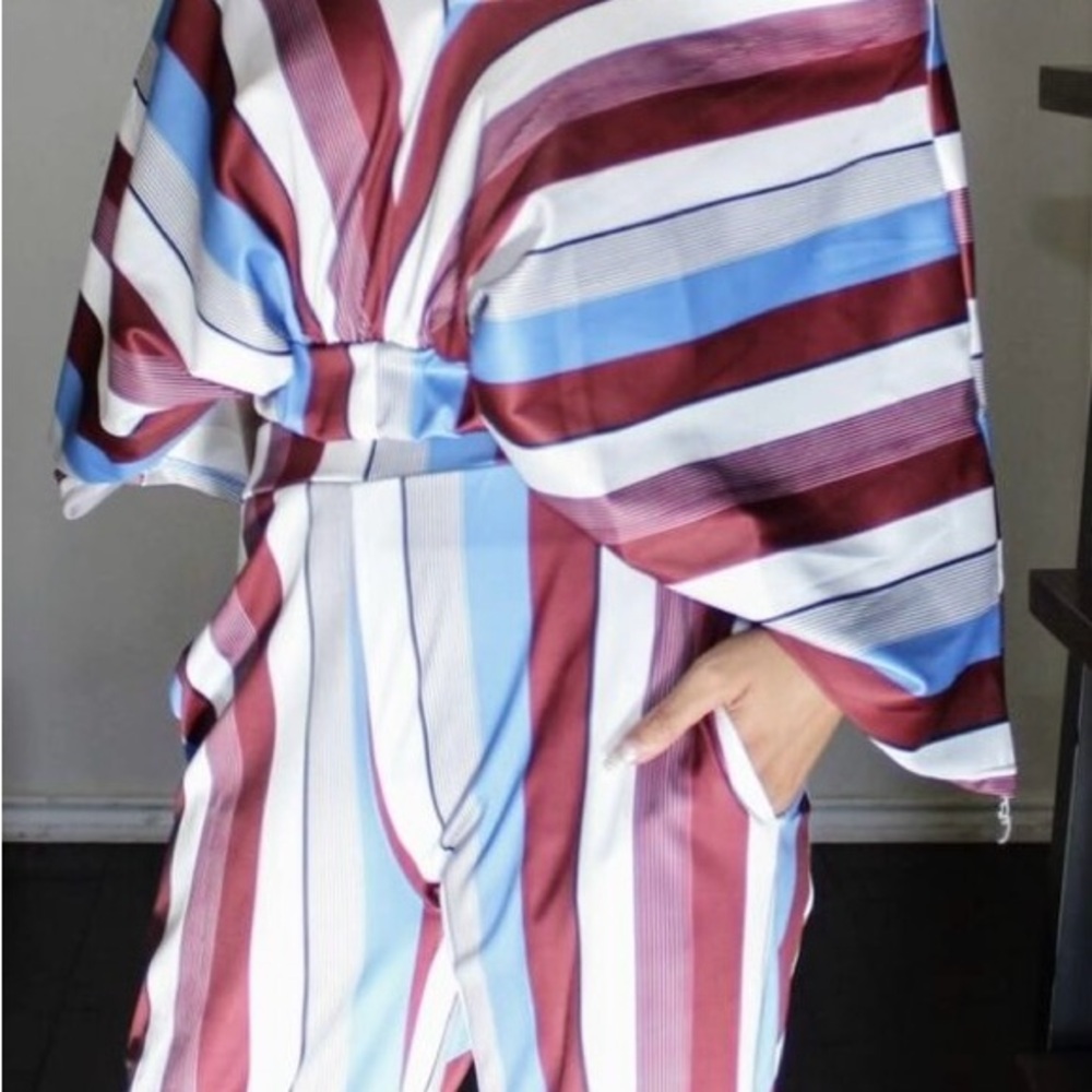 Striped Multicolor 2 Piece Pantsuit